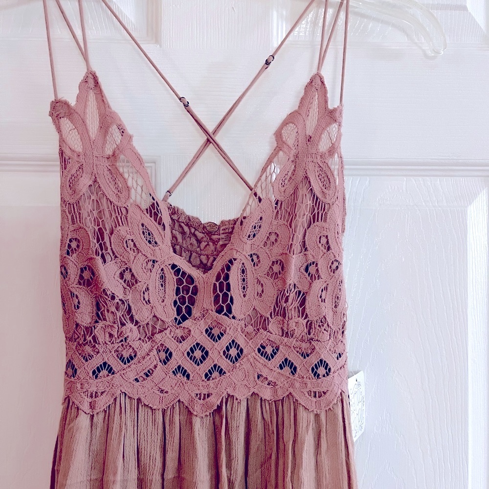 Free People/women’s pink rose Adella slip dress size XS - Picture 9 of 11